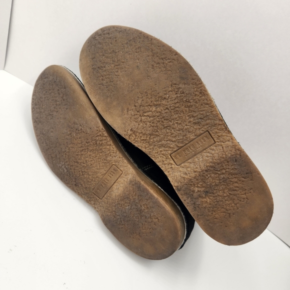 Suede Ankle Boots Women's 8 Black Chelsea Flats Logo Preppy Comfort Minimalist - Picture 16 of 16